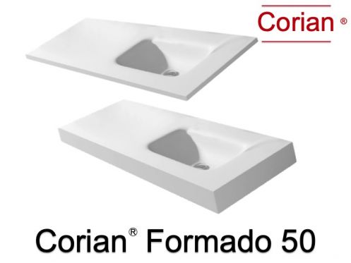 Plan vasque postform, 50 x 100 cm,  en Corian  - FORMADO 50
