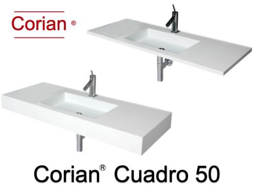Wastafel, 50 x 100 cm, in Corian Â® - CUADRO 50