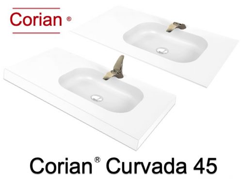 Plan vasque, 50 x 100 cm, en Corian  - CURVADA 45