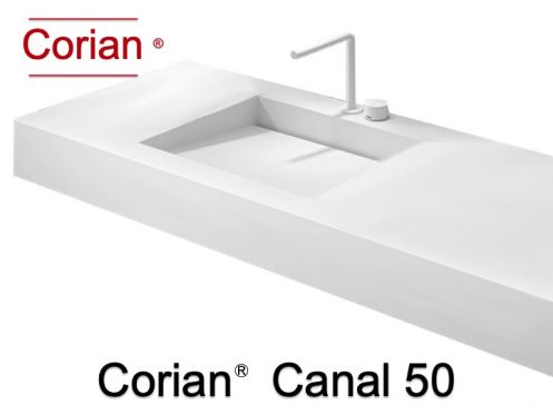 Wastafelblad, kanaal 50 x 100 cm, in Corian® - CANAL 50