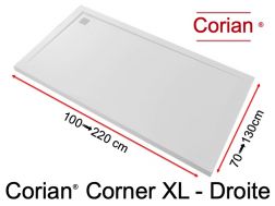 Receveur de douche, évacuation angle droit - CORIAN ® CORNER DROITE