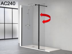 Paroi de douche fixe, avec panneau pivotant - AC240 BLACK