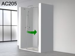 Porte de douche battante, avec verre fixe en façade - AC205