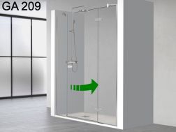 Porte de douche, battante centrale, un verre fixe, de chaque côté - GA209