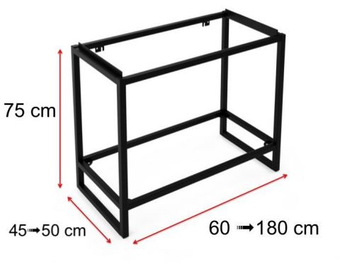 Structure acier, sur pieds, pour lavabo, finitions noir ou blanc, sur mesure - ATELIER ZE75