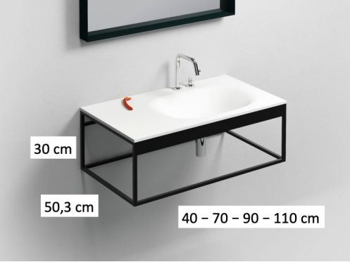 Structure noir, suspendu, pour plan vasque, profondeur 50 cm - FRAME