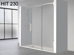 Porte de douche coulissante, centrale, fixe à gauche et droite - HIT230