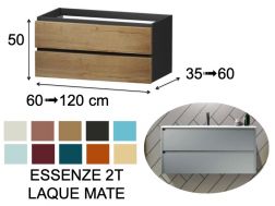 Meuble salle de bains, sous vasque, suspendu, deux tiroirs, hauteur 50 cm - ESSENZE 2T LAQUE MATE