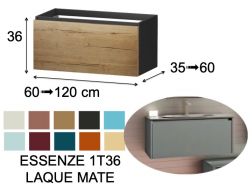 Meuble, sous vasque, suspendu, un tiroir, hauteur 36 cm - ESSENZE 1T36 LAQUE MATE