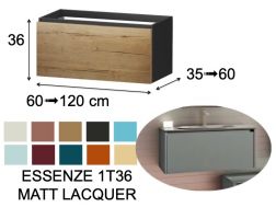 Wastafelonderkast, onder wastafel, wandhangend, 1 lade, hoogte 36 cm - ESSENZE 1T36 MATTE LAK