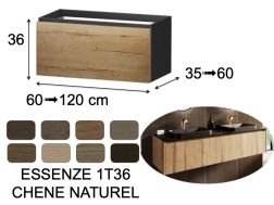 Meuble, sous vasque, suspendu, un tiroir, hauteur 36 cm - ESSENZE 1T36 BOIS