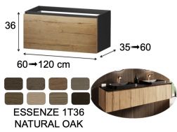 Wastafelonderkast, onder wastafel, wandhangend, 1 lade, hoogte 36 cm - ESSENZE 1T36 WOOD