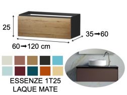 Meuble, sous vasque, suspendu, un tiroir, hauteur 25 cm - ESSENZE 1T25 LAQUE MATE