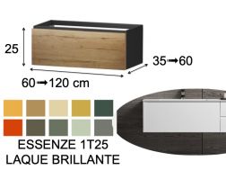 Meuble, sous vasque, suspendu, un tiroir, hauteur 25 cm - ESSENZE 1T25 LAQUE BRILLANTE