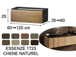Meuble, sous vasque, suspendu, un tiroir, hauteur 25 cm - ESSENZE 1T25 BOIS