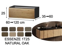 Wastafelonderkast, onder wastafel, wandhangend, 1 lade, hoogte 25 cm - ESSENZE 1T25 WOOD