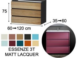 Wastafelonderkast, onder wastafel, hangend, drie lades - ESSENZE 3T MATTE LAK