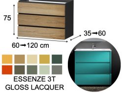 Wastafelonderkast, onder wastafel, hangend, drie lades - ESSENZE 3T GLANS LAK