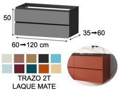 Meuble salle de bains, sous vasque, suspendu, deux tiroirs, hauteur 54 cm - TRAZO BASIC 2T LAQUE MATE