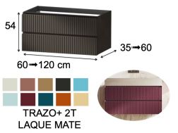 Meuble salle de bains, sous vasque, suspendu, deux tiroirs, hauteur 54 cm - TRAZO PLUS 2T LAQUE MATE
