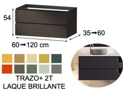 Meuble salle de bains, sous vasque, suspendu, deux tiroirs, hauteur 54 cm - TRAZO PLUS 2T LAQUE BRILLANTE