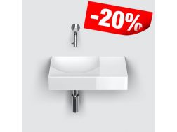 VALE 38 CLOU HÃ¥ndvask â 38x19 cm, hylde til højre, integreret afløb