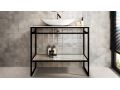 Structure acier, sur pieds, pour lavabo, finitions noir ou blanc, sur mesure - ATELIER ZE85