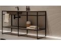 Structure acier, sur pieds, pour lavabo, finitions noir ou blanc, sur mesure - ATELIER ZE85