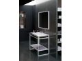 Structure acier, sur pieds, pour lavabo, finitions noir ou blanc, sur mesure - ATELIER ZE85