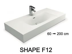 Plan vasque, suspendue ou à poser, en résine minérale - SHAPE F12