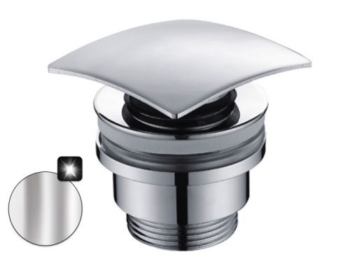 Chrome square push-up basin waste