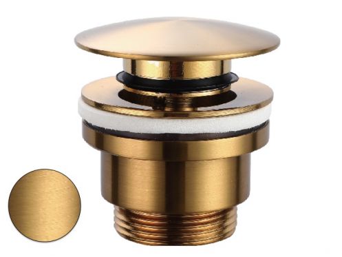Push-up basin waste with overflow brushed gold