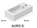 Lave mains rectangulaire, 50x26 cm, robinetterie  droite -