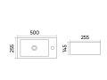 Lave mains rectangulaire, 50x26 cm, robinetterie  droite -