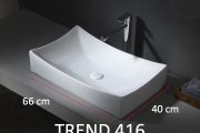 Vasque lavabo 66x40 cm, en céramique blanc - TREND 416