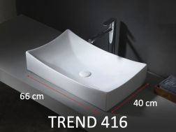 Vasque lavabo 66x40 cm, en céramique blanc - TREND 416