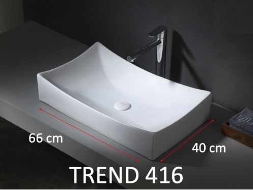 Vasque lavabo 66x40 cm, en c�ramique blanc - TREND 416