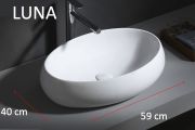 Vasque lavabo 59x40 cm, en céramique blanc - Luna