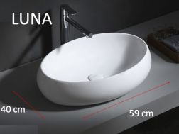 Vasque lavabo 59x40 cm, en céramique blanc - Luna