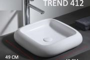 Håndvask, 49x49 cm, i hvid keramik - TREND 412