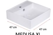 Håndvask, 47x47 cm, i hvid keramik - MEDUSA XL