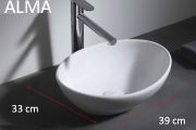 Vasque lavabo 39x33 cm, en céramique blanc - ALMA