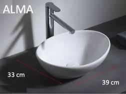 Vasque lavabo 39x33 cm, en céramique blanc - ALMA