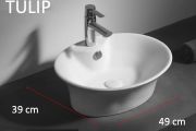 Vasque lavabo 49x39 cm, en céramique blanc - TULIP