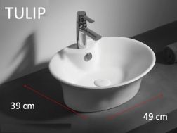 Vasque lavabo 49x39 cm, en céramique blanc - TULIP