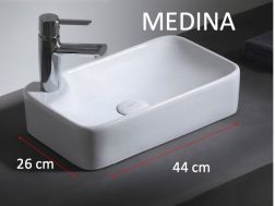 Vasque lavabo 44x23 cm, en céramique blanc - MEDINA
