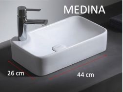 Vasque lavabo 44x23 cm, en céramique blanc - MEDINA