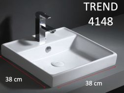 Vasque lavabo 38x38 cm, en céramique blanc - TREND 4148