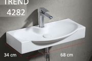 Vasque lavabo 68x34 cm, en céramique blanc - TREND 4282