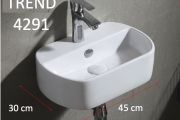 Vasque lavabo 45x30 cm, en céramique blanc - TREND 4291